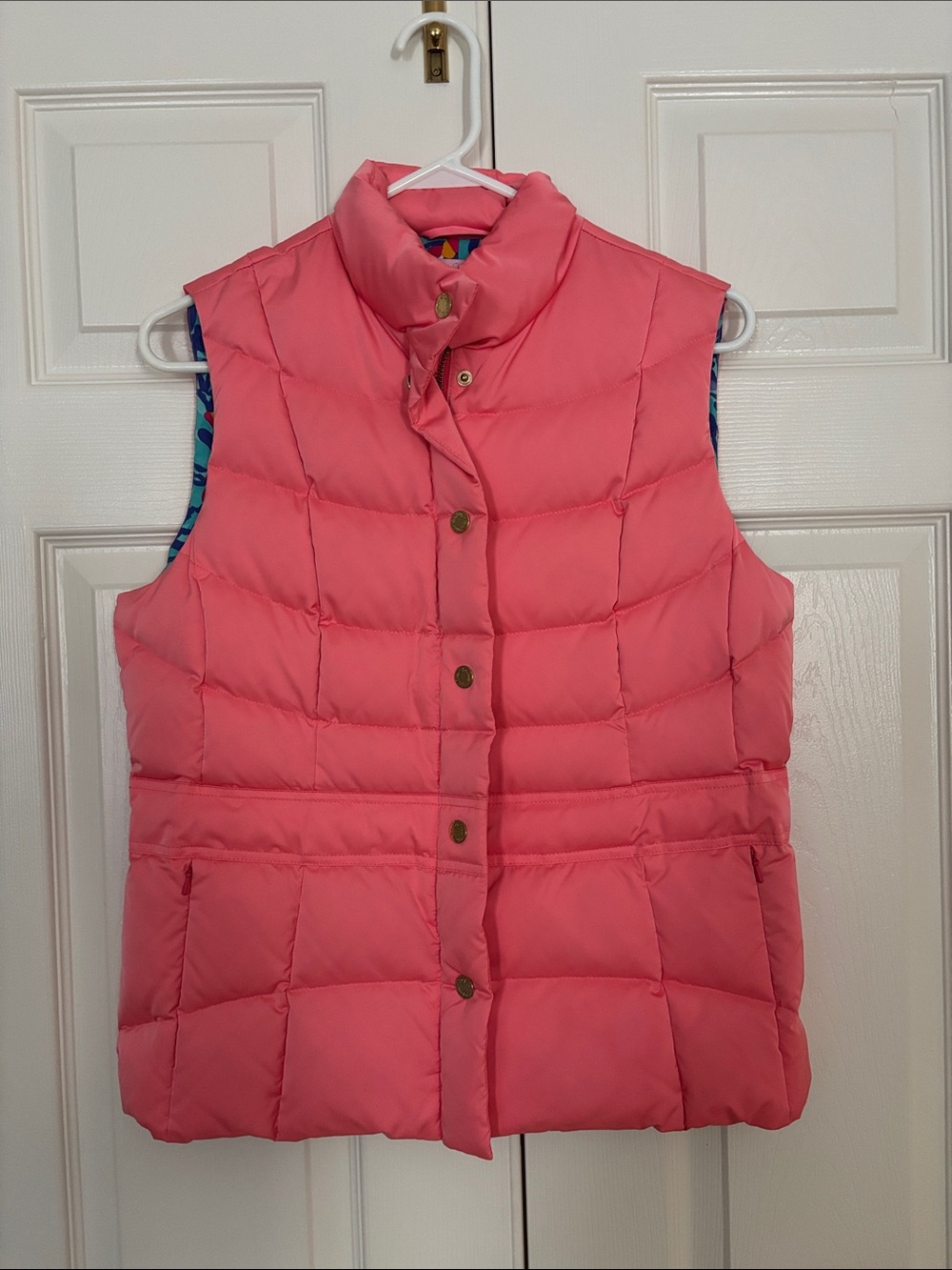 Lilly Pulitzer Coral Pink Quilted Puffer Vest